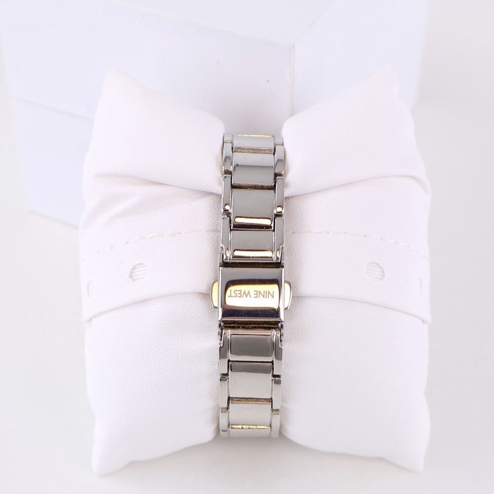 Nine West Silver Tone Glitter Ombre Dial Bracelet Watch Pink Face New - Picture 3 of 5